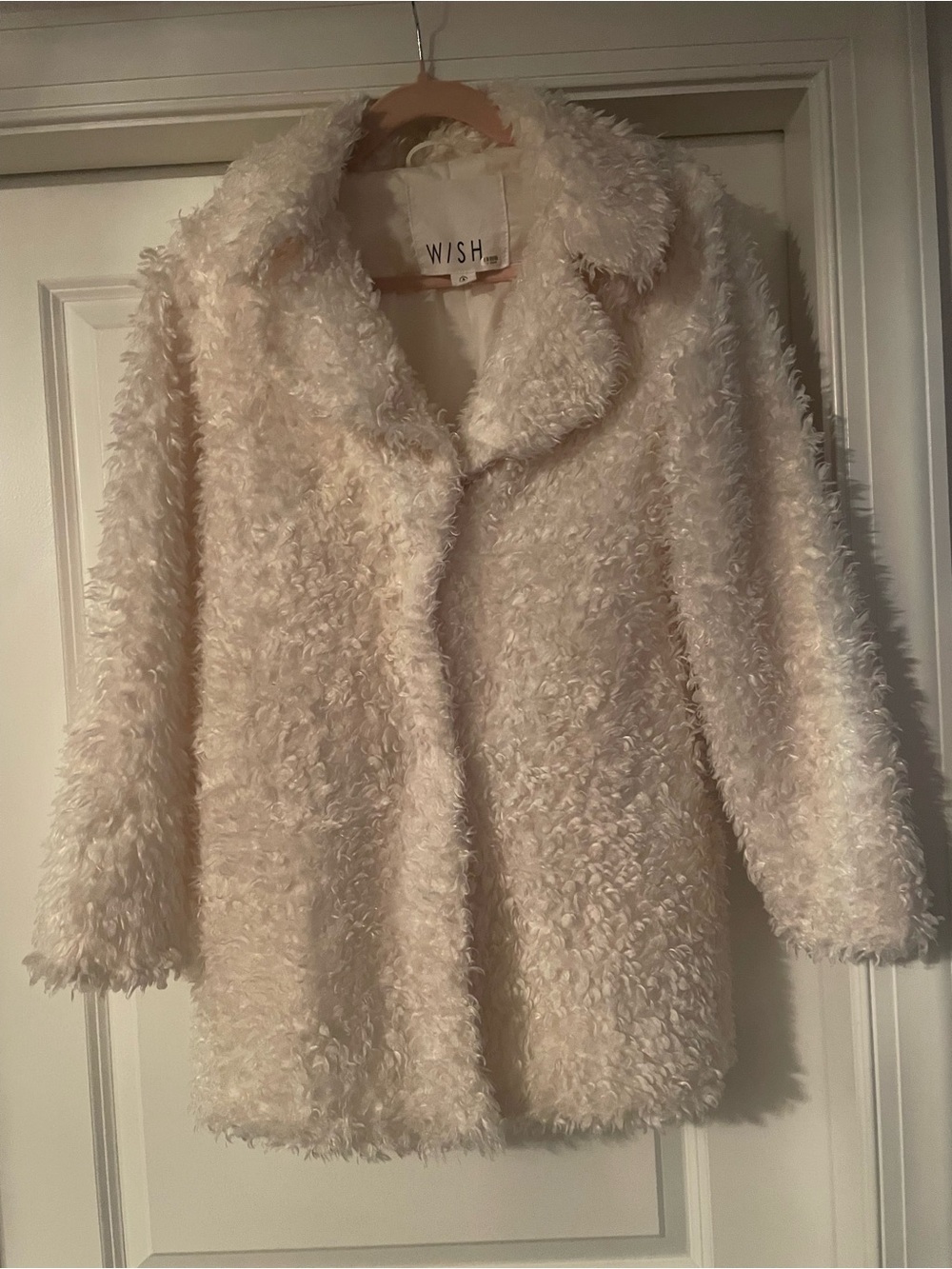 WISH Cream Teddy Faux-Fur Jacket - Women's Plush Shag Coat